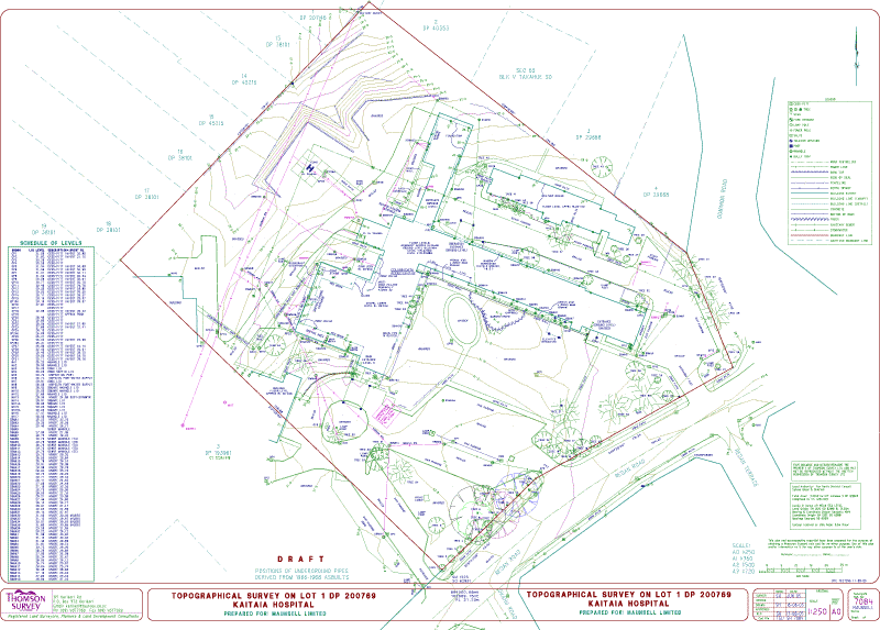 Topographical survey plan of the Kaitaia Hospital redevelopment